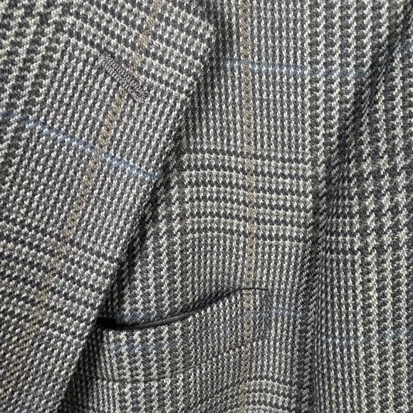 Bill Blass Menswear Tailored Gray Plaid Two Button Blazer‎ Jacket - Picture 5 of 6